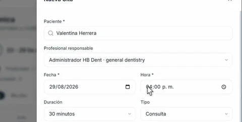 Agenda, equipo, pacientes y operación diaria de la clínica.